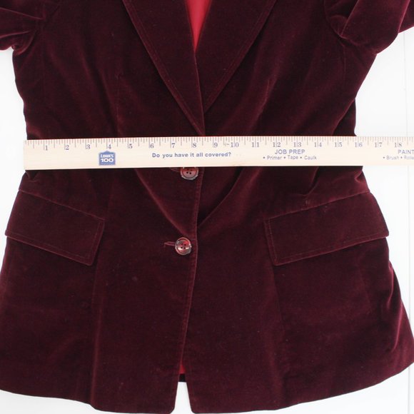 VTG Koret Velvet Blazer Burgundy Cotton Rayon Notch Collar Jacket 70s 80s SZ S/M - Picture 9 of 13